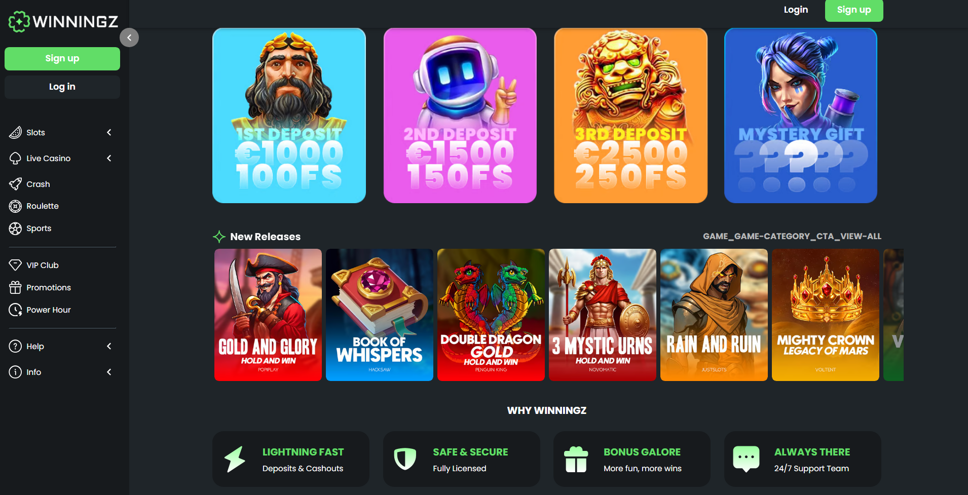 winnigz casino bonus